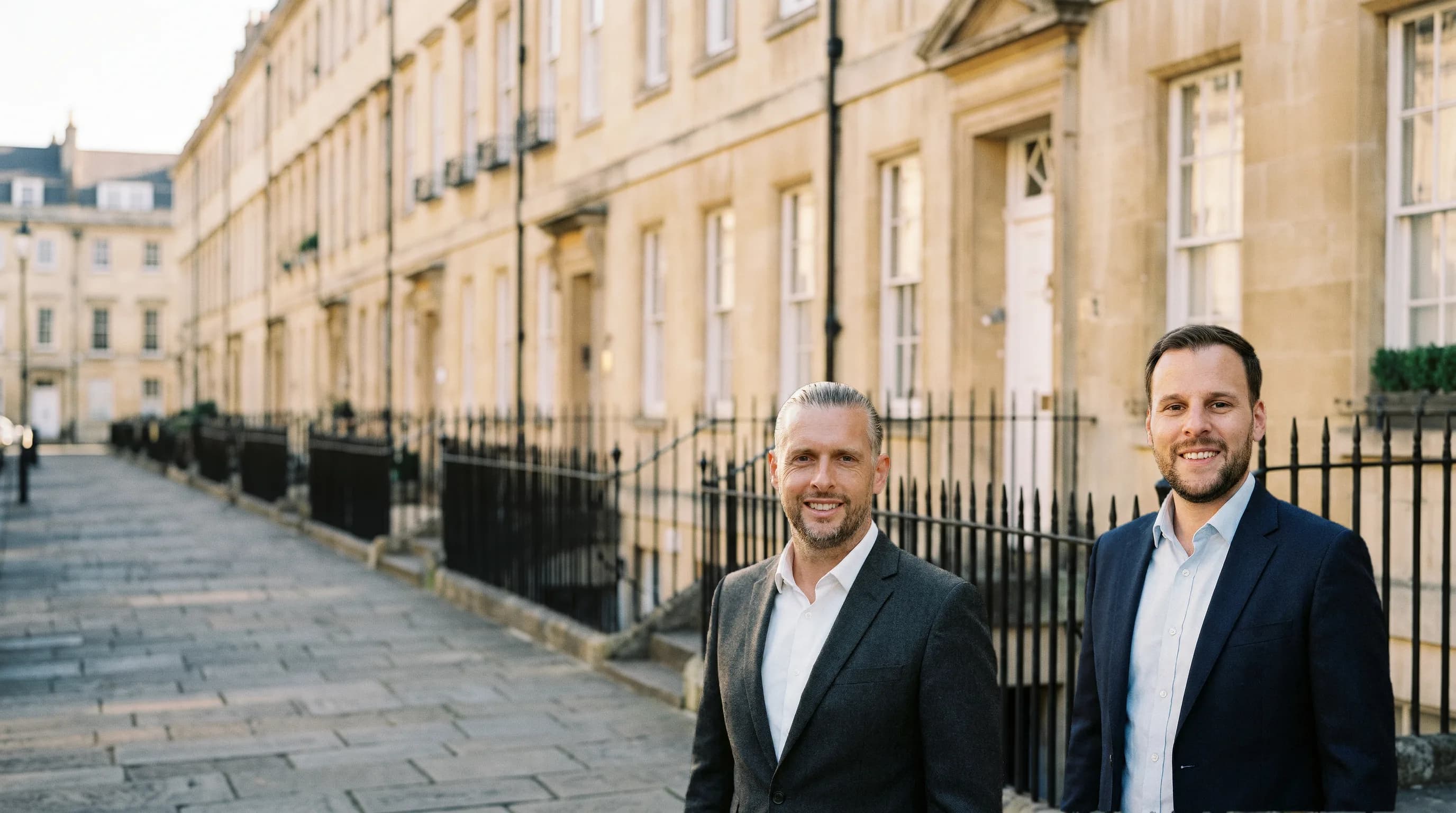 The founders of Andrew Edward & Co, both practising party wall surveyors, photographed together.